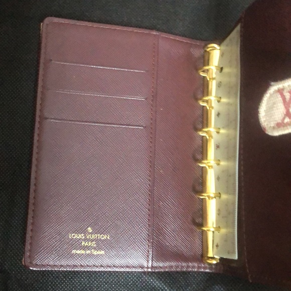 LOUIS VUITTON Mini Lin Red Agenda Binder Passport Holder Credit Card Wallet AUTH - Picture 8 of 17
